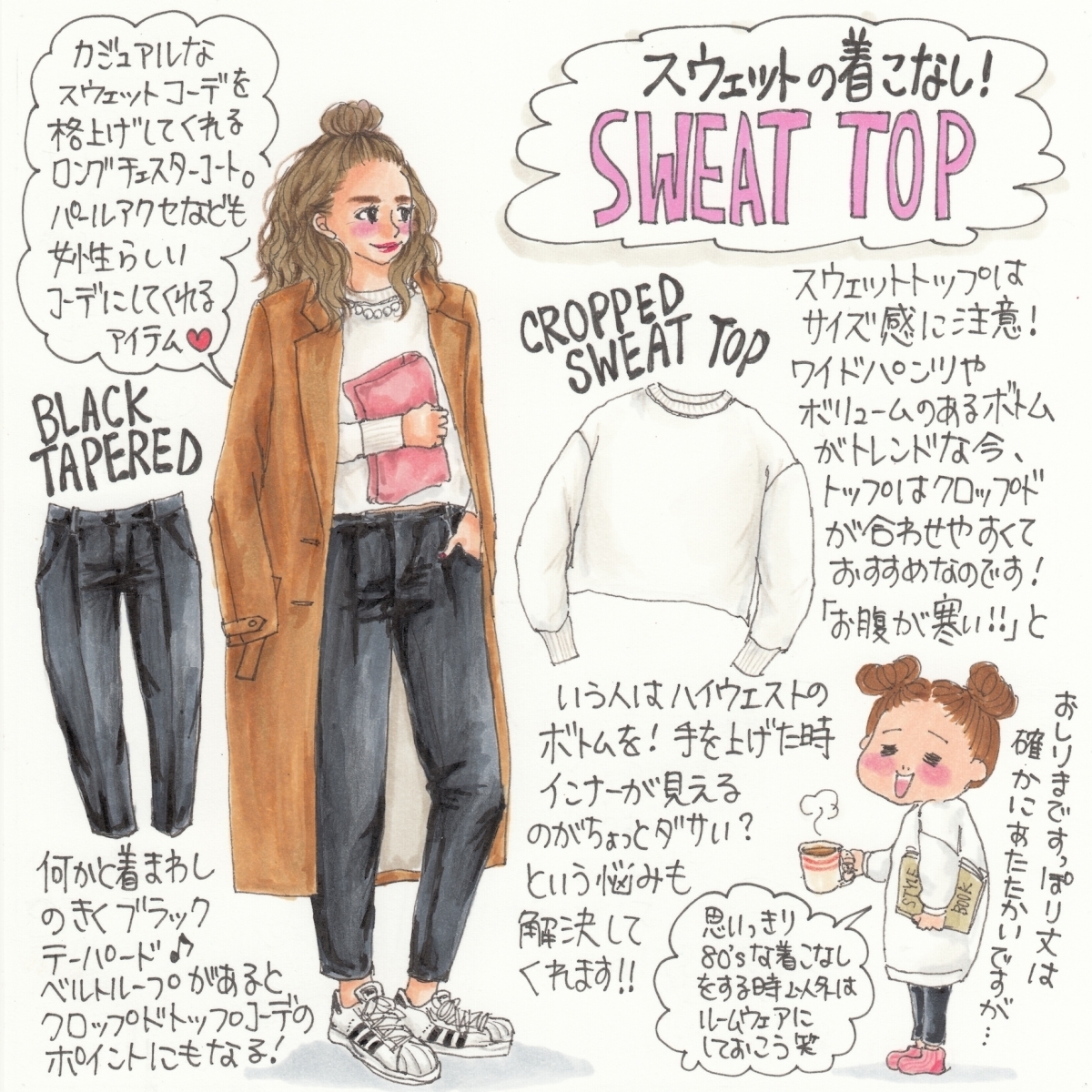 大人女子のスウェットコーデ 足し算コーデでかわいさアップ イラスト Laurier Press ローリエプレス こんにちは ファッションイラストレーター ｄメニューニュース Nttドコモ