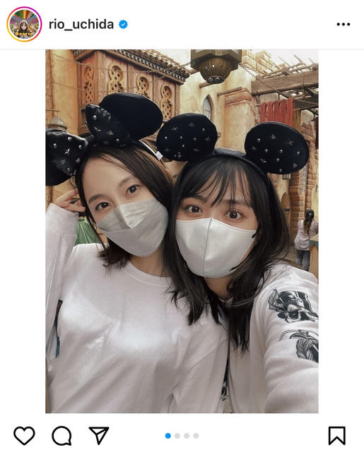 内田理央 松井玲奈 お揃いコーデでディズニーを満喫する超仲良しショットに ラブラブですなぁ 笑顔が眩しい の声 ローリエプレス