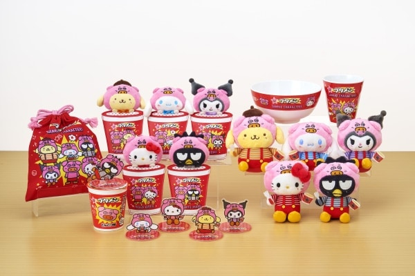 サンリオキャラクターたちがブタメンくんになりきったコラボ菓子セット