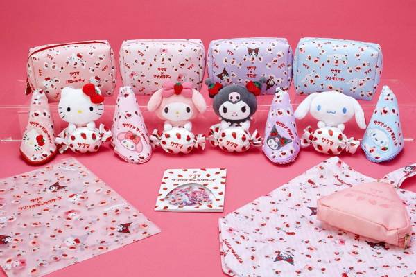 サクマ　いちごみるく　サンリオ　コラボマスコット　4個セット　コンプリート サクマ製菓「いちごみるく」×サンリオ、ハローキティやマイメロディの