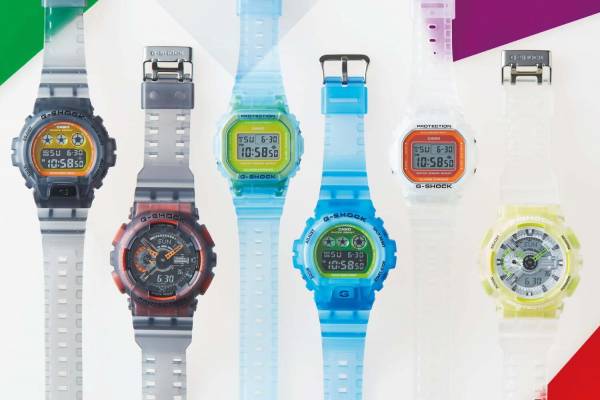 G-SHOCKスケルトン腕時計、ネオンカラーを効かせたスクエア型＆三つ目