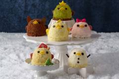ひよこ型スイーツ「ぴよりん」クリスマスケーキ2021、サンタ＆ツリー姿