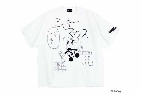 カラーのディズニー「ミッキーマウス」落書き風プリントTシャツ