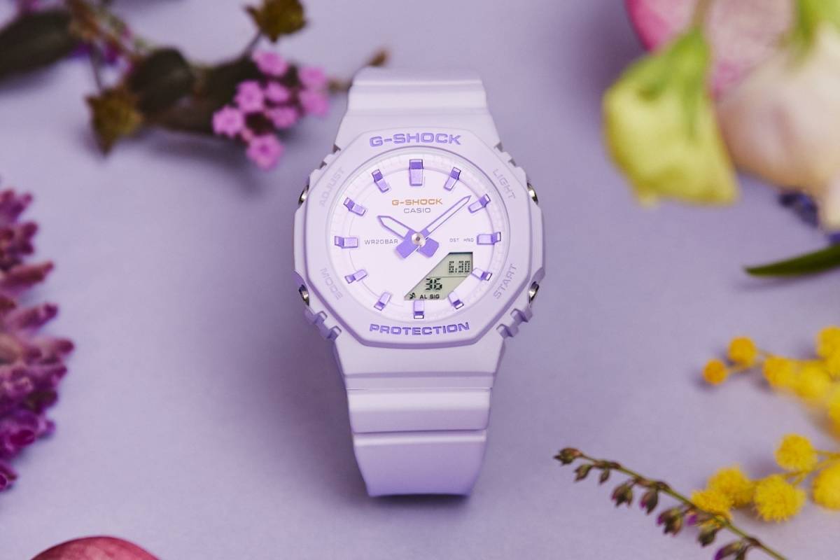 G-SHOCK“パープルカラー”のウィメンズ腕時計、LEDバックライトで浮かぶ