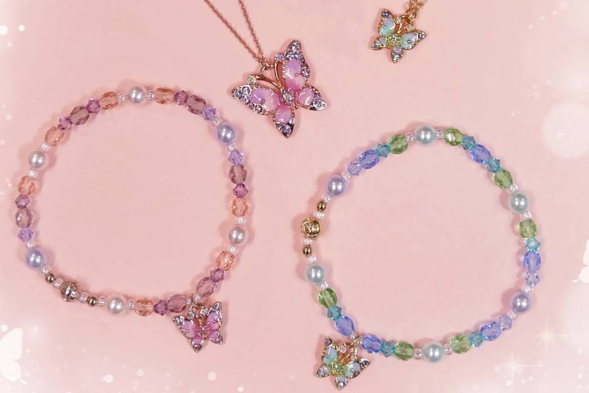 アナ スイ25年春アクセサリー、桜グラデカラーの蝶ネックレス＆“ガラス 