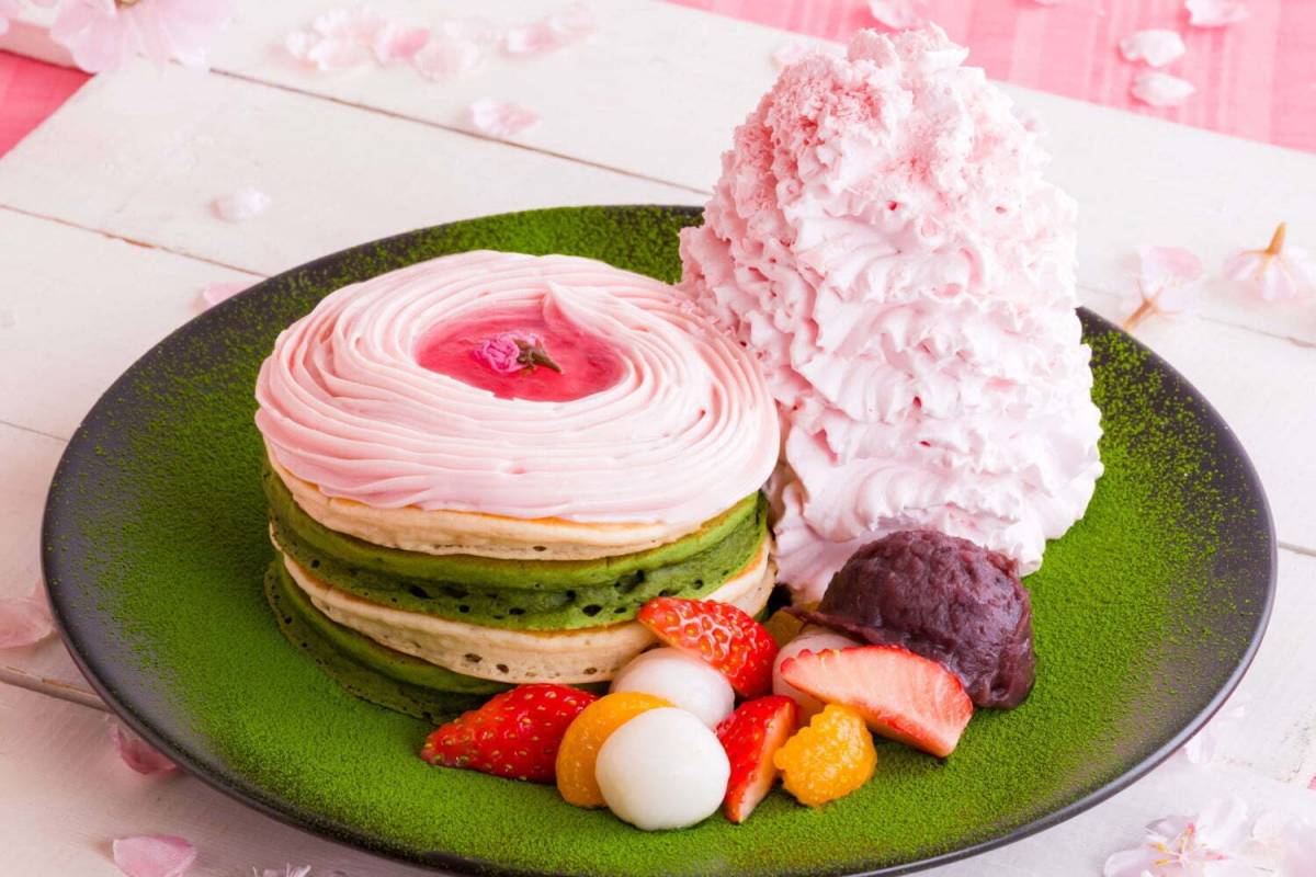 ローズ、チェリーブロッサムケーキ大好き様　おまとめ エッグスンシングス「桜ブロッサムパンケーキ」桜クリーム×抹茶の和風