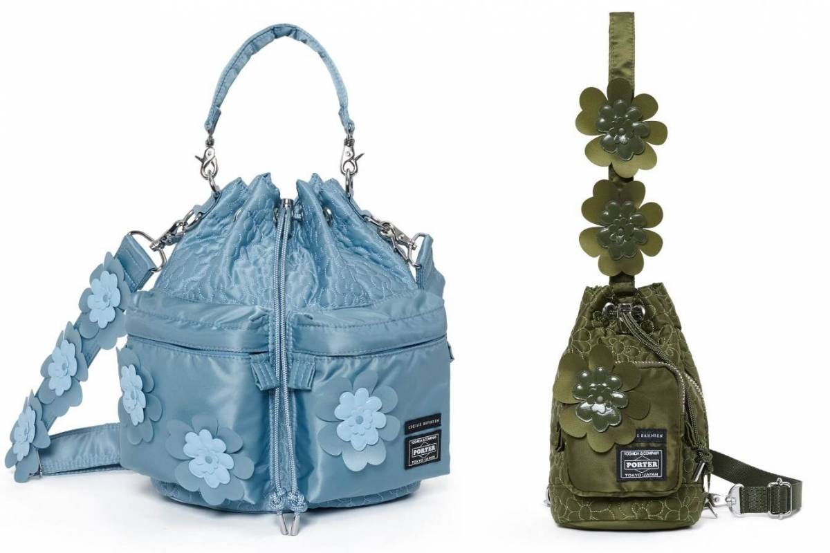 セシリー バンセン×ポーター、“フラワー装飾”の巾着型バッグ