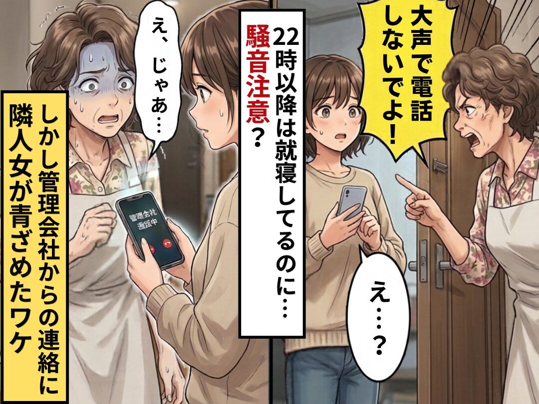 22時以降は就寝してるのに…隣人女「大声で電話するな！」しかし⇒管理会社からの連絡に「え、じゃあ…」隣人女が青ざめたワケ｜ウーマンエキサイト