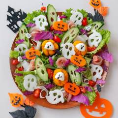 ハロウィンレシピ】ハロウィンカボチャとおばけの贅沢サラダ - E