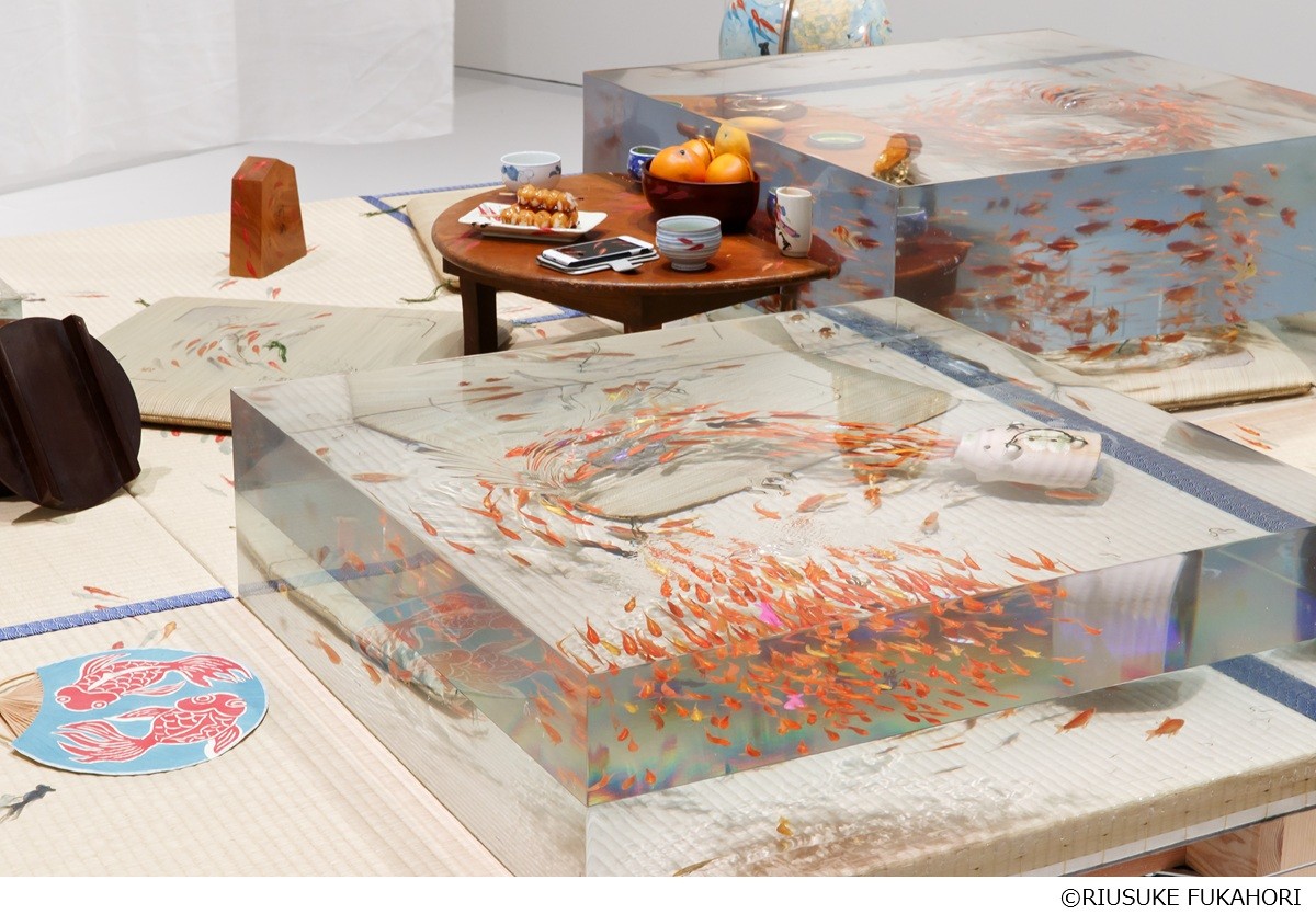 現代アート　金魚枡　深堀隆介作？　らんちゅう 深堀隆介 金魚酒（らんちゅう・赤） | 絵画など美術品の販売と