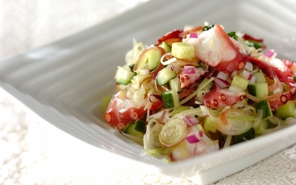 シャキシャキとした歯わり！　さっぱり美味しいタコと夏野菜のマリネ