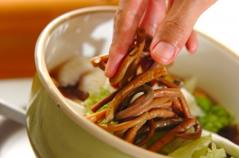 白菜とゼンマイの煮浸しの作り方2