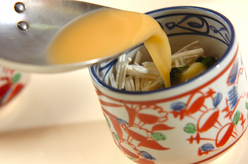 エノキとワカメの茶碗蒸しの作り方2