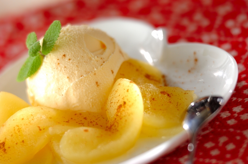 ホットアップルとバニラアイス