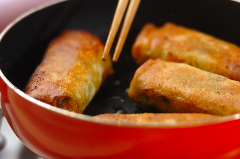 カボチャとチーズの春巻きの作り方2