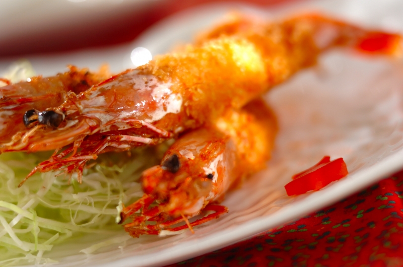 頭付きエビフライ