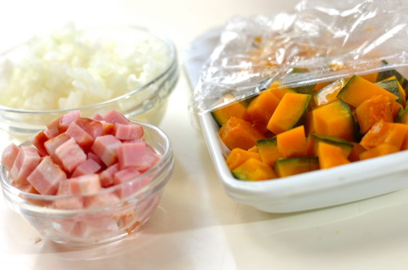 パンプキンソイリゾットの下準備1