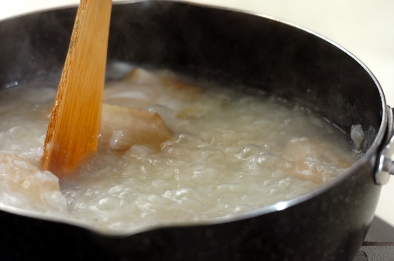 青菜入りサムゲタン風かゆの作り方2