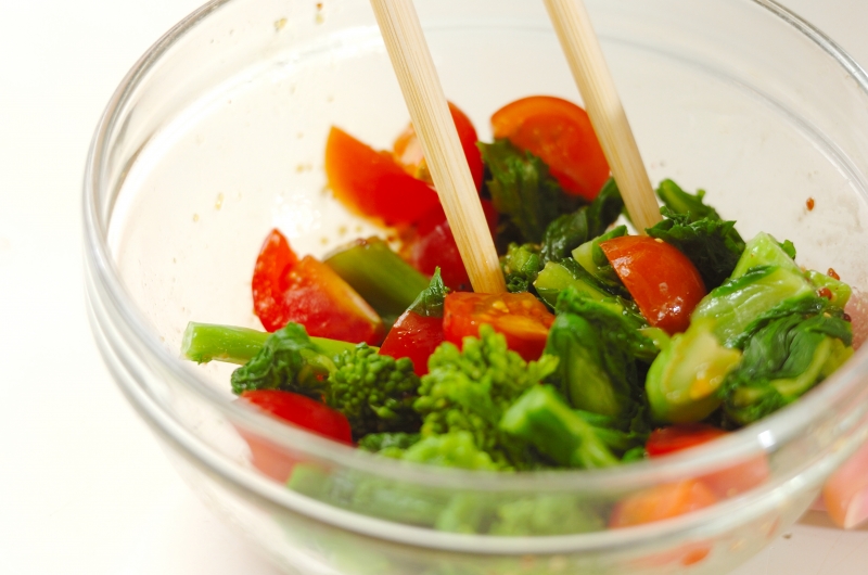 菜の花とプチトマトのマスタード和えの作り方2