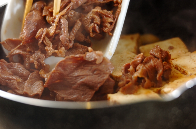 温玉のせすき焼き風肉豆腐の作り方3