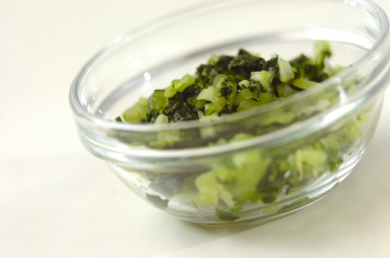 野沢菜の雑穀おにぎりの下準備1