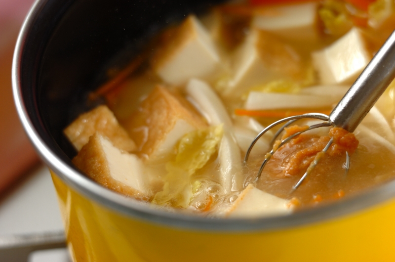 白菜のみそ汁の作り方1