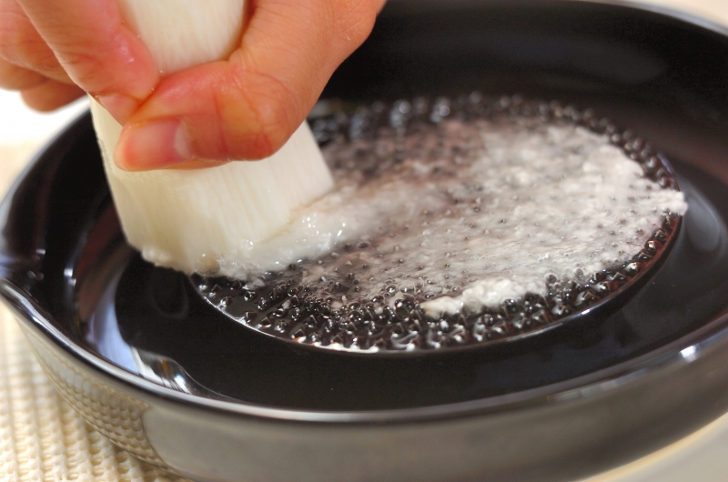 豆腐のとろろ汁の下準備1