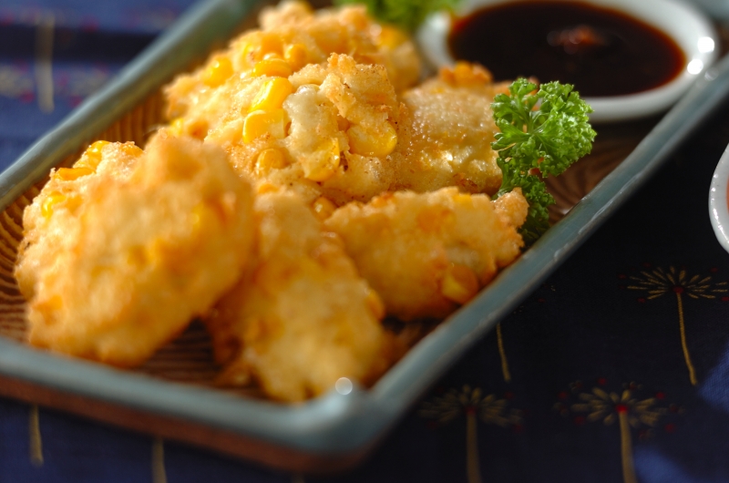 トウモロコシと豆腐の落とし揚げ