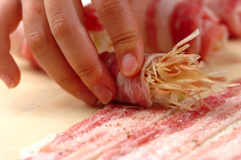 豚肉の薬味巻きの作り方1