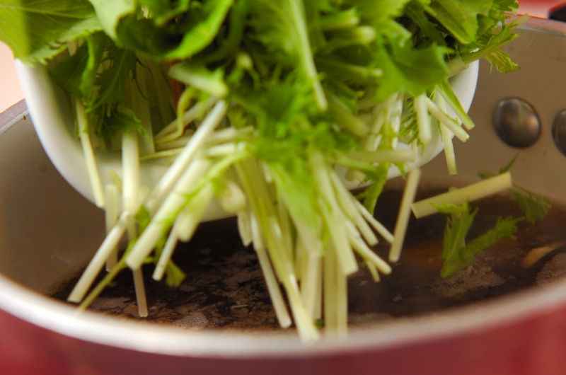 水菜と豆腐の和風スープの作り方2