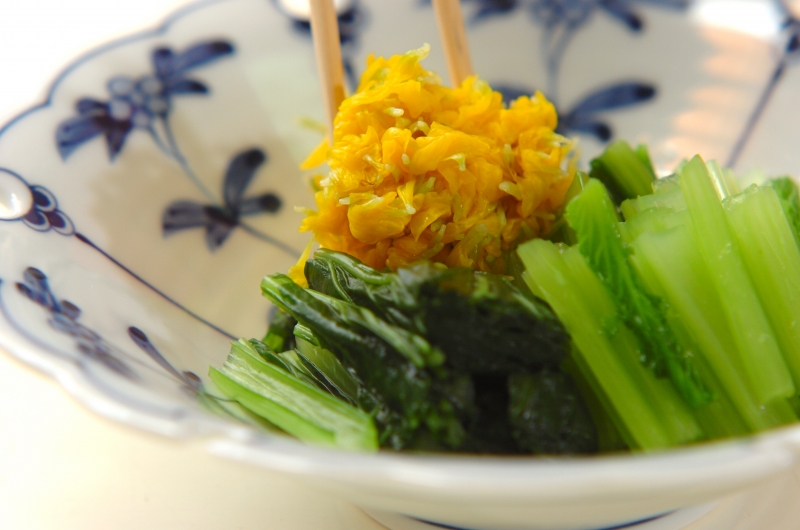 菊花と小松菜のお浸しの作り方2