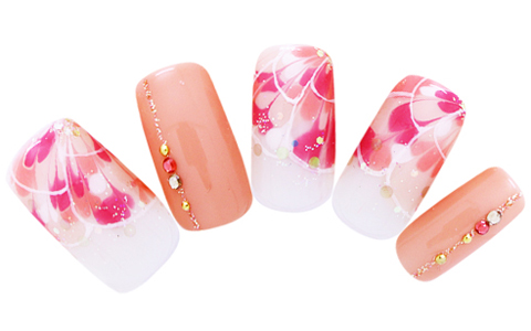 ピーコックを利用してお花を描いた スプリングフラワーネイル ウーマンエキサイト