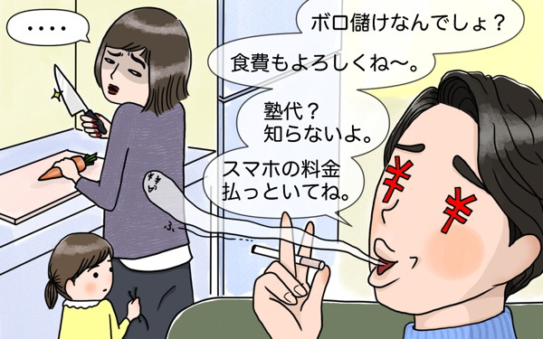 妻の収入をあてにするケチ夫 家計負担は半々なのに家事育児は丸投げ ココロで読み解く ママのお悩み相談室 第14回 ウーマンエキサイト 1 2