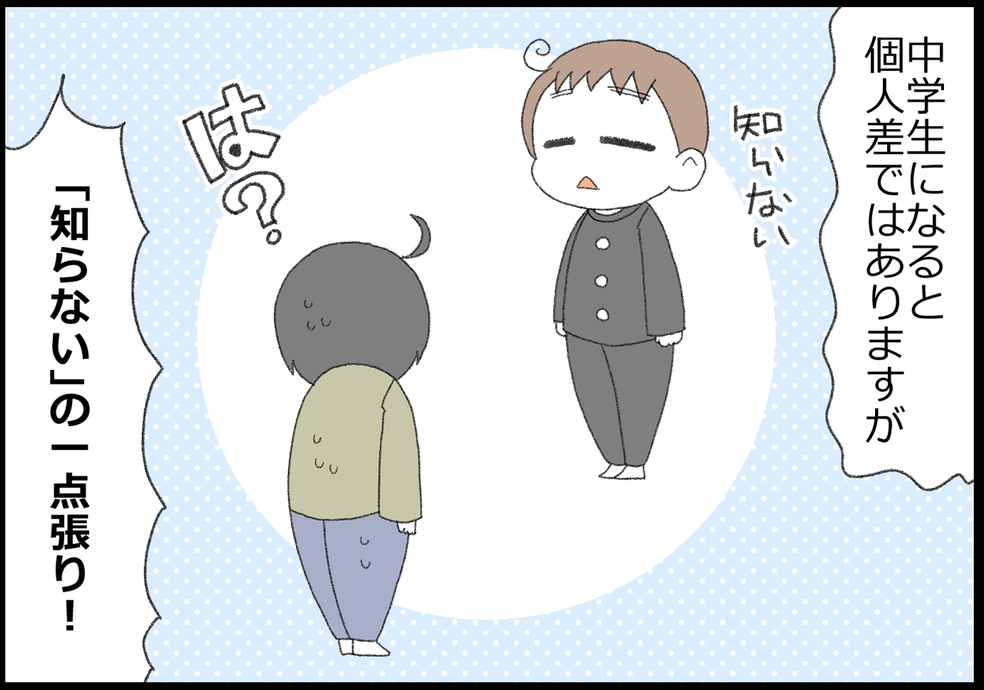 中学生になると個人差ではありますが…、「知らない」の一点張り！