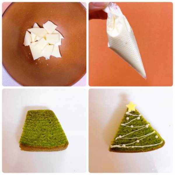 不揃い宇治抹茶バウムを使ったクリスマスツリーケーキのレシピです。