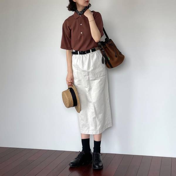 Malbon ポロシャツ＆スカートセット ホワイト系✨爽やかコーデ Malbon ポロシャツ＆スカートセット ホワイト系✨爽やかコーデ Malbon