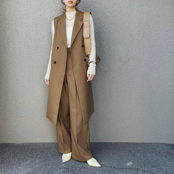 GU - GU ＊美 品＊　ロングジレ単品   ブラウン  XS 最旬『ブラウン』が可愛いッ♡【GU】重ね着したくなる！「ロングジレ